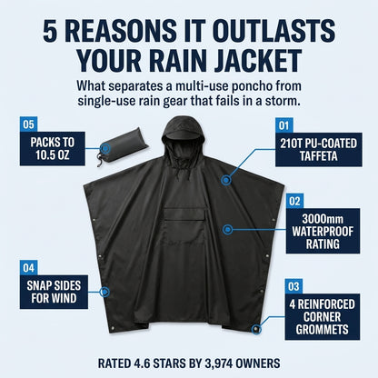 Poncho raincoat tarpaulin multi-functional 3-in-1