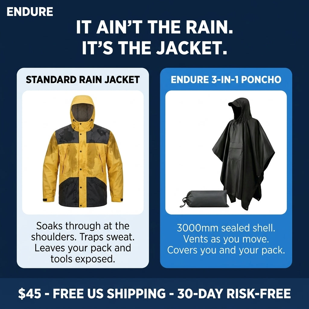 Poncho raincoat tarpaulin multi-functional 3-in-1