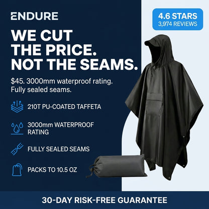 Poncho raincoat tarpaulin multi-functional 3-in-1